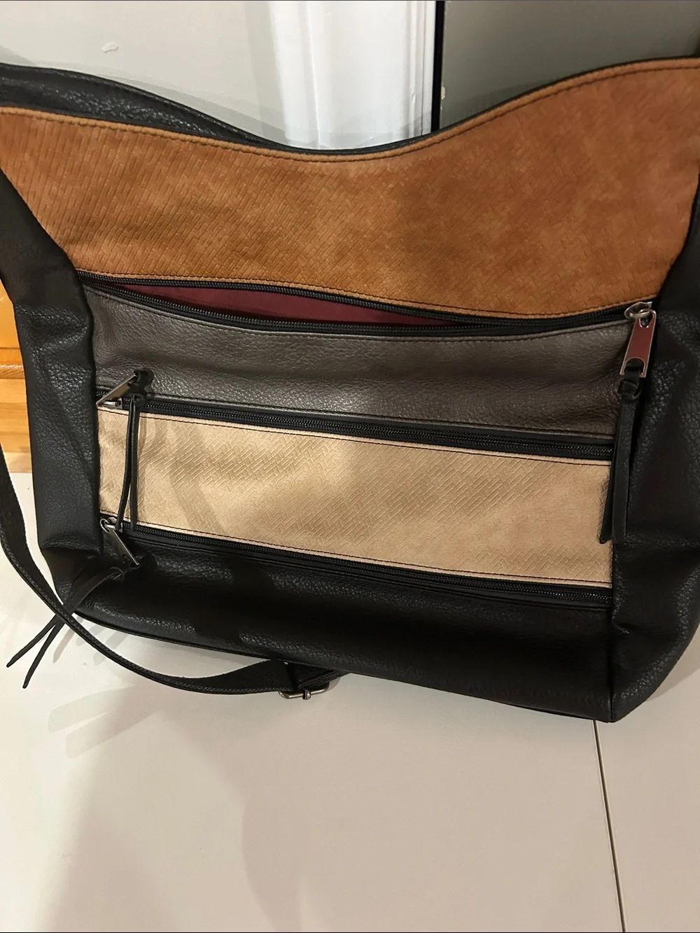 Women’s Black Multi-Color Panel Shoulder Bag - Picture 10 of 10